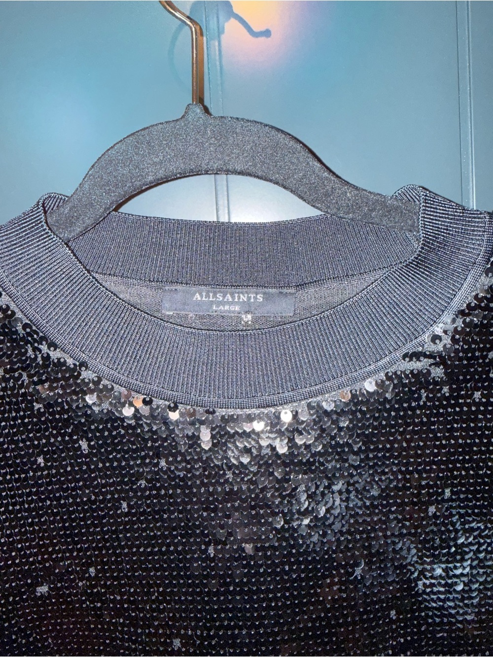 🖤 AllSaints Black Sequin Jeula Oversized Tshirt 🖤 - Picture 7 of 14